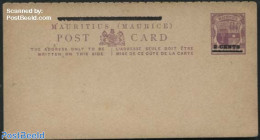 Mauritius 1898 Postcard 2 CENTS On 6c, Bar=57mm, Unused Postal Stationary - Mauritius (1968-...)