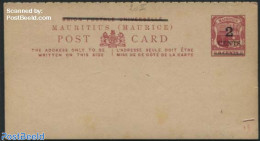 Mauritius 1900 Reply Paid Postcard 2/2 CENTS On 8/8c, Digit=5.5mm, Unused Postal Stationary, Transport - Ships And Boats - Boten