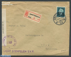 Netherlands 1947 Censored Registered Cover From Amsterdam To Graz, Austria, Postal History, History - Kings & Queens (.. - Cartas & Documentos