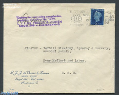 Netherlands 1947 Cover From Amsterdam To Dvur Kralove Nad Labem, Czech Republic, Postal History, History - Kings & Que.. - Covers & Documents