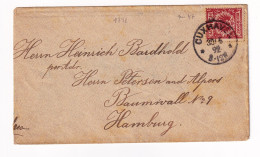 Lettre 1892 Cuxhaven Hamburg Allemagne Deutschland Hambourg Henrich Bardhold - Covers & Documents