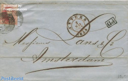 Belgium 1854 Folding Letter From Antwerpen To Amsterdam, Postal History - Lettres & Documents