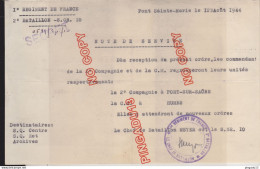 Fixe WW2 Résistance ? Libération ? Document à étudier Pont Sainte Marie Aube 12 Août 1944 Note De Service - 1939-45