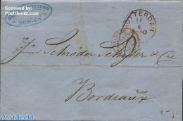 Netherlands 1862 Folding Letter From Rotterdam To Bordeaux, Postal History - Lettres & Documents