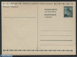 Bohemia & Moravia 1939 Reply Paid Postcard 60/60h, Unused Postal Stationary, Nature - Trees & Forests - Briefe U. Dokumente