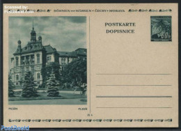 Bohemia & Moravia 1939 Illustrated Postcard 60h, Pilsen, Unused Postal Stationary - Briefe U. Dokumente