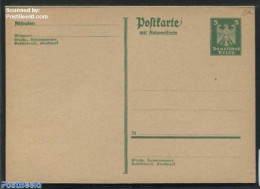 Germany, Empire 1926 Reply Paid Postcard 5/5pf (Normal S In StraBe And Stockwerk), Unused Postal Stationary - Covers & Documents