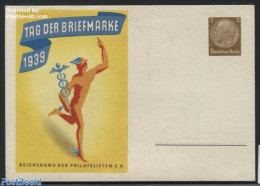 Germany, Empire 1939 Illustrated Postcard, Stamp Day 3pf, Yellow Underground, Unused Postal Stationary, Stamp Day - Cartas & Documentos