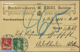 Switzerland 1915 Postcard From Luzern With Wikon Luzern Mark, Postal History - Brieven En Documenten