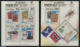Guinea Bissau 2013 First Thailand Stamps 2 S/s, Mint NH, Transport - Stamps On Stamps - Motorcycles - Postzegels Op Postzegels