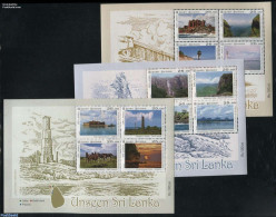 Sri Lanka (Ceylon) 2016 Unseen Sri Lanka 3 S/s, Mint NH, Nature - Various - Horses - Water, Dams & Falls - Lighthouses.. - Vuurtorens