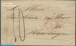 Netherlands 1853 Folding Cover From Amsterdam To Haarlingen, Postal History - Brieven En Documenten