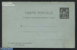 France 1879 Reply Paid Postcard 10/10c (3 Address Lines), Unused Postal Stationary - 1859-1959 Covers & Documents