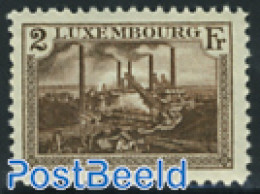 Luxemburg 1925 2Fr Brown, Stamp Out Of Set, Unused (hinged), Various - Industry - Ungebraucht