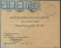 Netherlands 1948 Permit To Deventer, Postage Due 3x40cent, 20cent, 4cent., Postal History - Cartas & Documentos