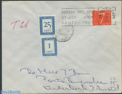 Netherlands 1966 Envelope From Holland, Postage Due 25cent And 1cent., Postal History - Briefe U. Dokumente