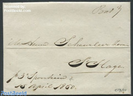 Netherlands 1850 Folding Cover To The Hague From Amsterdam, Postal History - ...-1852 Precursores