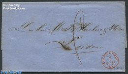 Netherlands 1867 Folding Letter To Leiden With A Franco Mark From Both Leiden And The Hague, Postal History - Covers & Documents