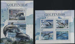Mozambique 2016 Dolphins 2 S/s, Mint NH, Nature - Various - Sea Mammals - Lighthouses & Safety At Sea - Phares
