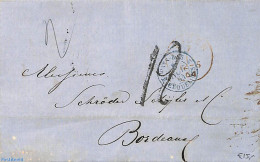 Netherlands 1864 Folding Letter From Leiden To Bordeaux, Postal History - Covers & Documents