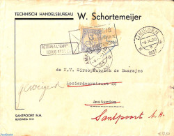Netherlands 1937 Envelope From IJmuiden To Amsterdam Send Back, Postage Due 3cent/, Postal History - Lettres & Documents