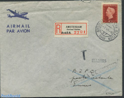Netherlands 1947 Registered Airmail With Nvph No.486, Postal History - Covers & Documents