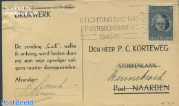 Netherlands 1945 Postale With Nvph No.444, Postal History - Covers & Documents