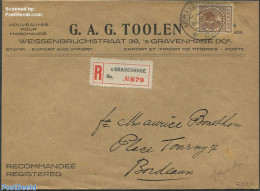 Netherlands 1924 Registered Letter To Bordeaux With Nvph No160, Postal History - Briefe U. Dokumente