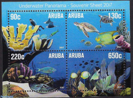 Aruba 2017 Underwater Panorama S/s, Mint NH, Nature - Sport - Fish - Turtles - Diving - Vissen