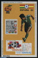 Bolivia 1981 Worldcup Football S/s, Mint NH, Sport - Stamps On Stamps - Briefmarken Auf Briefmarken