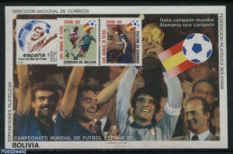 Bolivia 1982 Football Winners S/s, Mint NH, Sport - Stamps On Stamps - Timbres Sur Timbres
