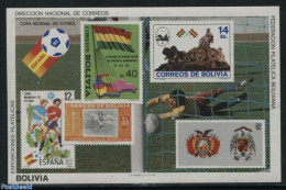 Bolivia 1982 Worldcup Football S/s, Mint NH, Sport - Stamps On Stamps - Stamps On Stamps