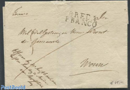 Netherlands 1822 Folding Cover From Breda With Breda Franco Mark, Postal History - ...-1852 Precursores