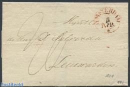 Netherlands 1834 Folding Cover From Amsterdam To Leeuwarden, Postal History - ...-1852 Precursores