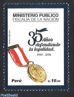Peru 2016 Public Prosecutor 1v, Mint NH, History - Various - Decorations - Justice - Militares