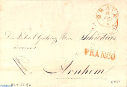 Netherlands 1835 Folding Cover To Anrhem, Franko, Postal History - ...-1852 Precursores