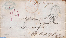 Netherlands 1849 Folding Letter From Rotterdam To Philadelphia, USA Via England. Seamail., Postal History - ...-1852 Precursores