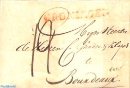 Netherlands 1817 Folded Letter From Groningen To Bordeaux, Postal History - ...-1852 Precursores