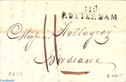 Netherlands 1813 Folding Letter From Rotterdam To Bordeaux, Postal History - ...-1852 Precursores