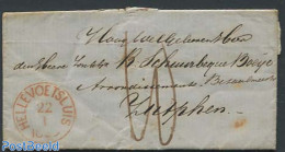 Netherlands 1859 Folding Letter To Zutphen With Hellevoetsluis And Ooltgensplaat Mark, Postal History - Briefe U. Dokumente