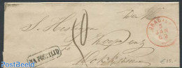 Netherlands 1869 Little Folded Letter Sent From Dokkum. See Dokkum 6 Jan Mark. Naposttijd., Postal History - Cartas & Documentos