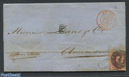 Belgium 1855 Folding Letter From Antwerpen To Amsterdam. See Anvers Mark., Postal History - Covers & Documents