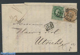 Belgium 1873 Folding Letter From Brussels To Utrecht, See Utrecht Mark On The Back, Postal History - Briefe U. Dokumente