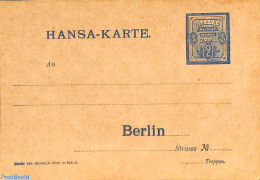 Germany, Berlin 1890 Postcard, HANSA-KARTE 2pf, Unused Postal Stationary - Postes Privées & Locales