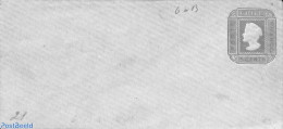 Chile 1874 Envelope 5c Grey On Blue Laid Paper, 140x65mm, Unused Postal Stationary - Cile