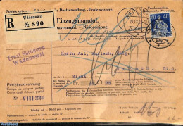 Switzerland 1922 Registered Card From Wadenswil To Goldnach, Postal History - Covers & Documents