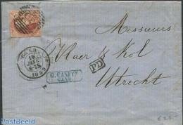 Belgium 1859 Folding Letter From Gent To Utrecht , Postal History - Lettres & Documents