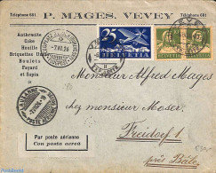 Switzerland 1926 Airmail From Vevey With Express, Postal History - Storia Postale