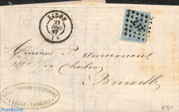 Belgium 1867 Seamail From Luik To Brussels , Postal History - Brieven En Documenten