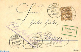 Switzerland 1899 Postcard From Switzerland. Schwyz And Sarnen Mark., Postal History - Covers & Documents